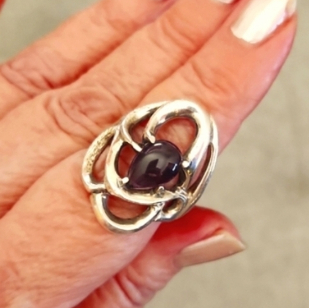 OOAK Amethyst Artisan ring/sterling silver FIRM PRICE - Picture 2 of 10